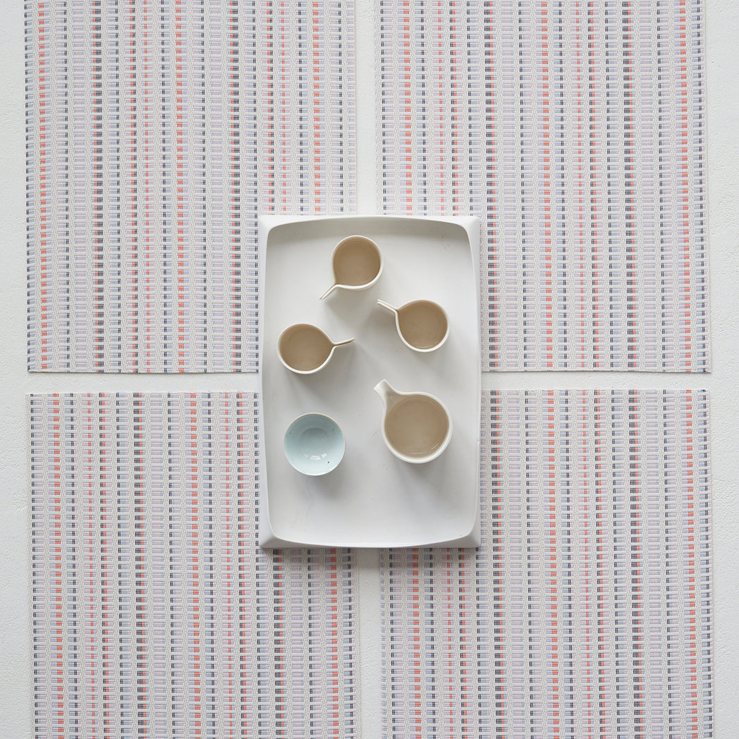 Detail image of Chilewich woven material showcasing texture, color, and pattern of the terrastrand yarn weave.