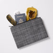 Chilewich Basketweave floor mat in coolgrey, showcasing woven terrastrand yarn texture and modern design aesthetic.